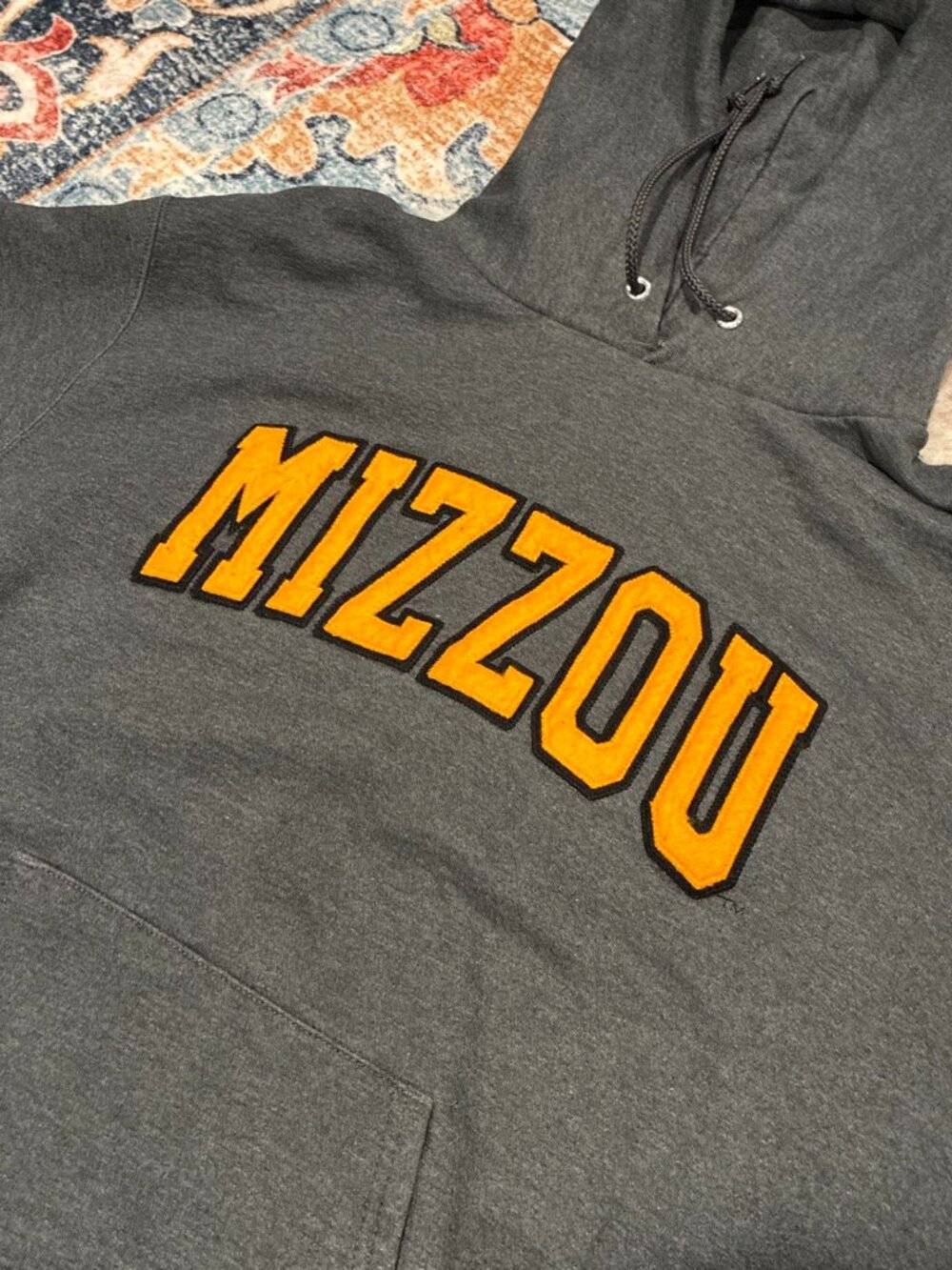 Vintage Champion Mizzou Hoodie - Cotton Puff Print